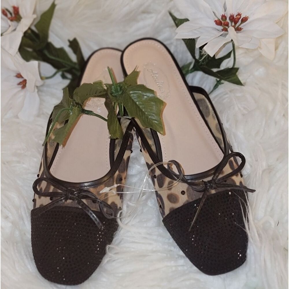🆕️🐆Atalina Leopard Print Mules Slides Flats, Sz 7.5